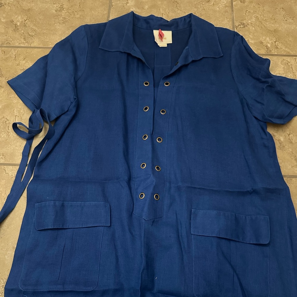 ANTHROPOLOGIE LINEN LACE UP DRESS - Picture 3 of 5